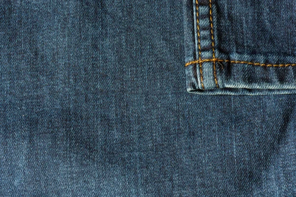 Nahaufnahme Einer Blauen Jeans Mit Orangefarbenen Nähten — Stockfoto