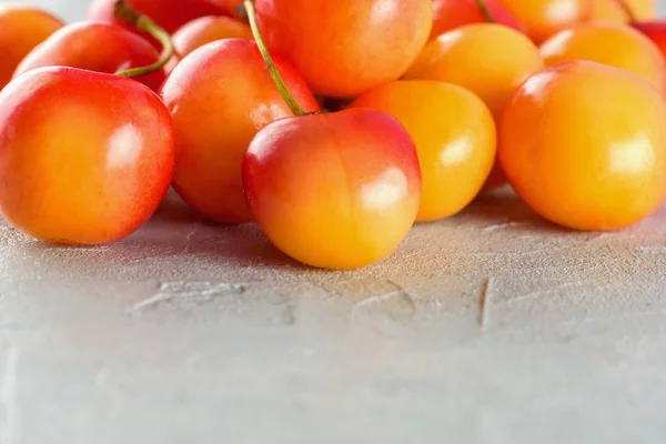Reife Gelb Rot Gefärbte Kirsche Nahaufnahme Saftiges Obst Ernährung Gesunder — Stockfoto