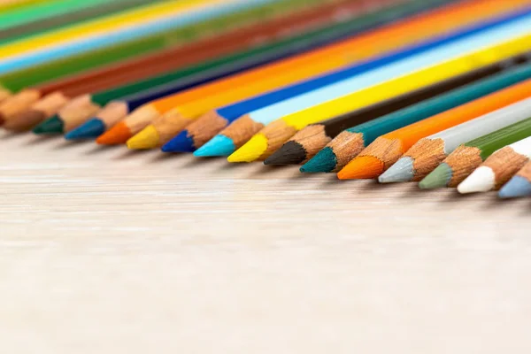 Set Colored Pencils Colored Pencils Drawing Different Colors Light Background — Stock Photo, Image