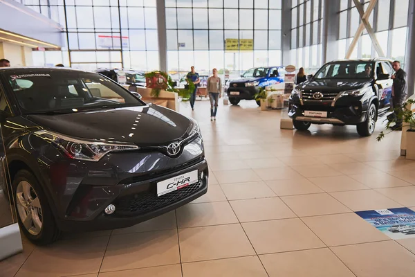 Rusko Moskva Červenec 2019 Interiér Společnost Toyota Vystavovaných Nových Automobilů — Stock fotografie