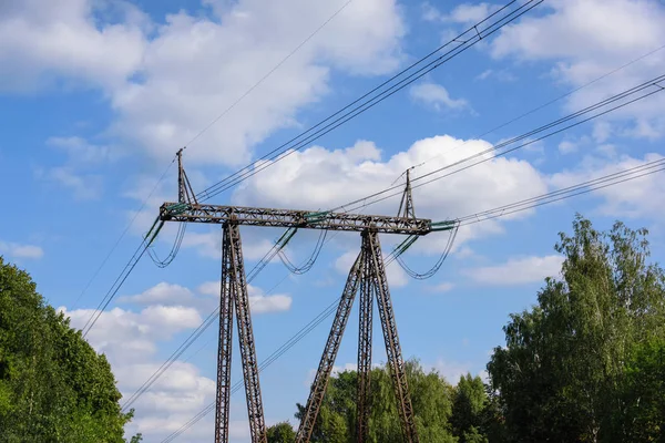 Підтримка Високовольтної Лінії Електропередач Передача Енергії Постачання Електроенергії — стокове фото