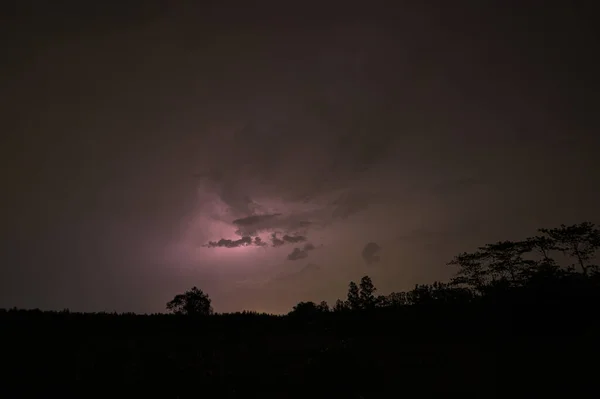 Vue Foudre Dans Ciel Nuit — Photo