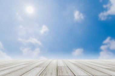 Ahşap zemin arkaplan gökyüzü gündüz bulanıklaşır