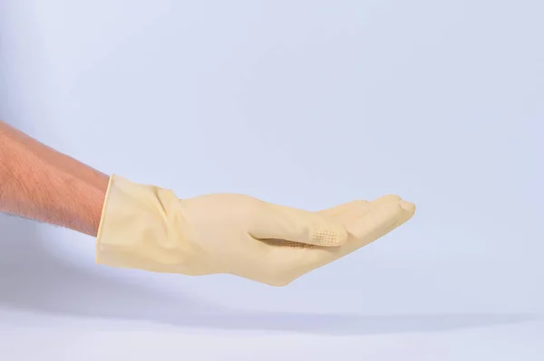 Wear Rubber Gloves Protect Coronavirus Covid — Stock Photo, Image