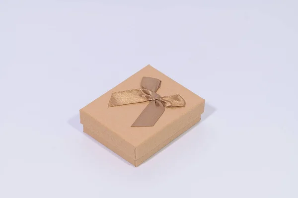 Brown Gift Box White Background — Stock Photo, Image