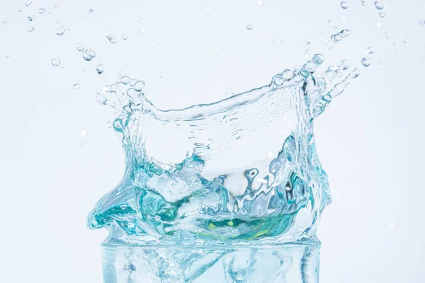 Salpicadura Agua Fondo Blanco Cristal — Foto de Stock