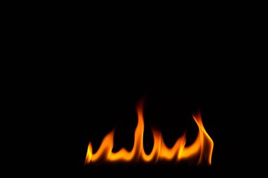 Close-up shot of a black background flame