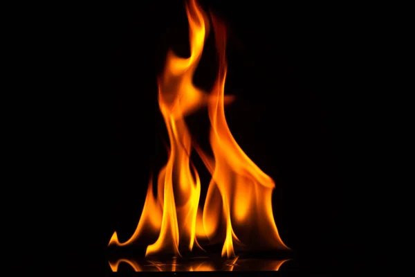 Close Shot Black Background Flame — Φωτογραφία Αρχείου