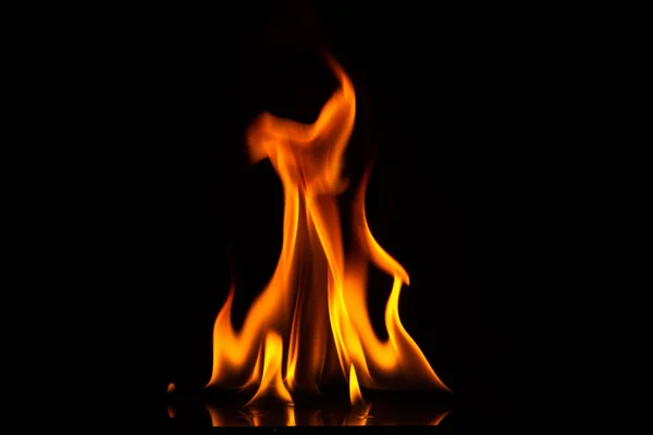 Close Shot Black Background Flame — 스톡 사진