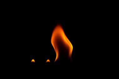 Close-up shot of a black background flame