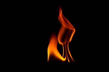 Close-up shot of a black background flame