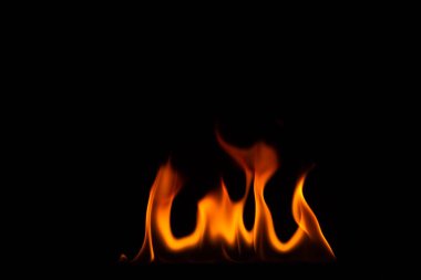 Close-up shot of a black background flame
