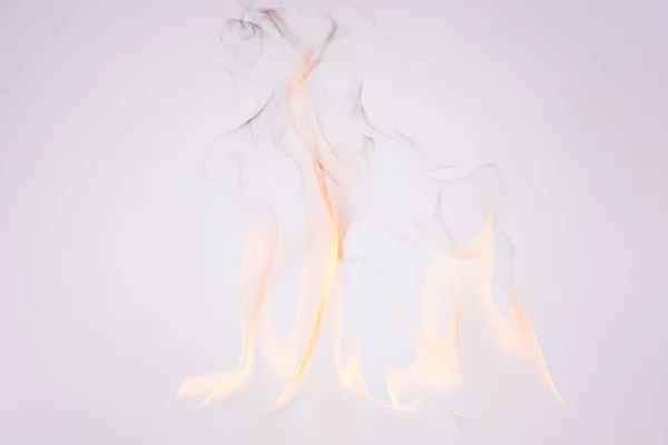Fire and smoke in a white background