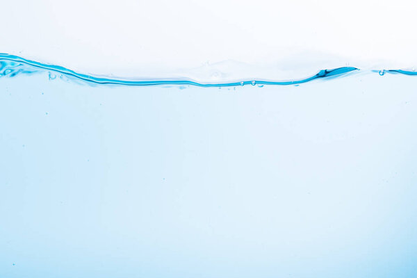 Surface of the blue water waves splash on a white background