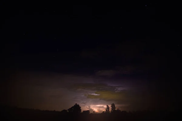 Vista Relâmpago Céu Noite — Fotografia de Stock