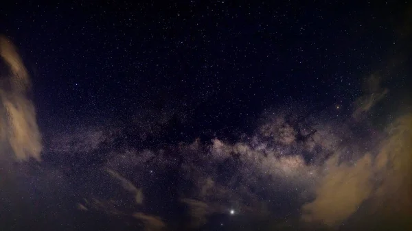 Panorama Nebe Hvězdy Noc Mléčná Dráha — Stock fotografie