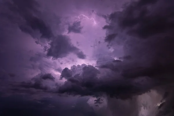 Rayo Nubes Lluvia Noche — Foto de Stock