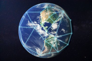 NASA tarafından desteklenen bu görüntünün Dünya Arkaplan Elementleri Çevresindeki İletişim Bağlantıları