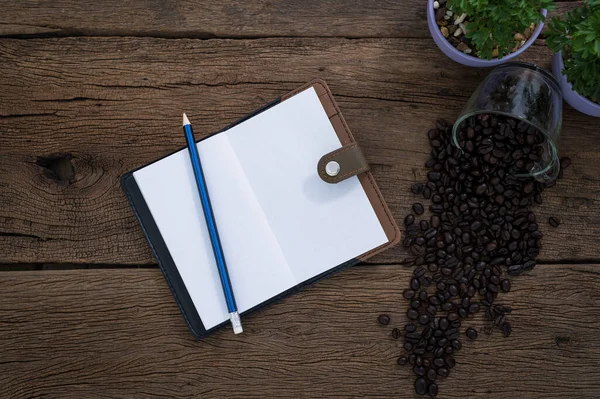 Geschäftsidee Notizbuch Auf Dem Tisch Ansicht — Stockfoto