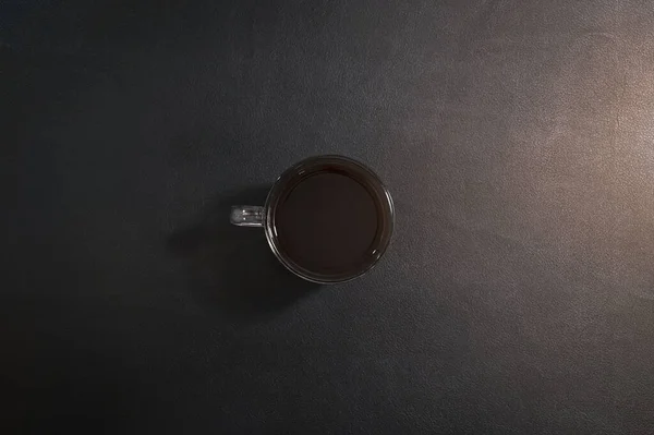 Egy Csésze Kávé Asztalon Felülnézetből — Stock Fotó