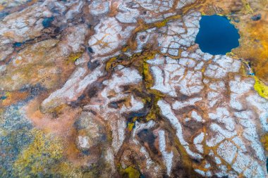 Helikopterden sonbahar tundra görünümü