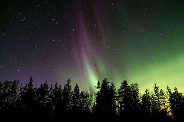 Kuzey gece gökyüzünde Aurora borealis