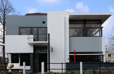 Utrecht, Hollanda, Mart 2-2019: Unesco Rietveld Schroder House - Gerrit Rietveld mimar tarafından tasarlanan
