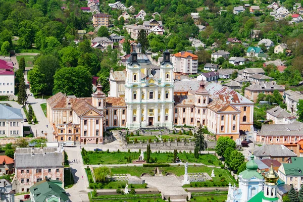 Aerial View Churches Baroque Style Green Park Kremenets Ukraine — Stock Photo, Image