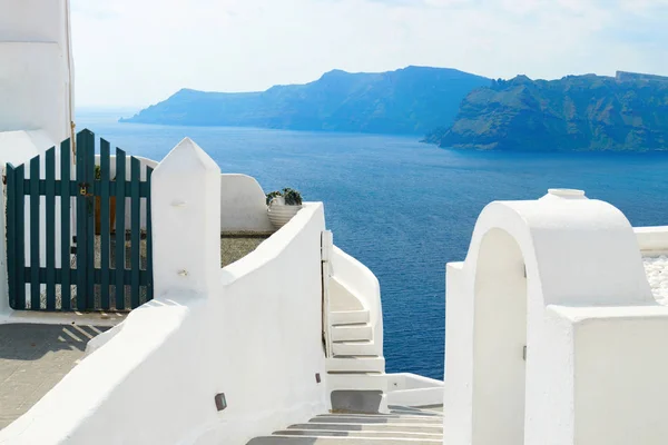 Arquitetura Branca Ilha Santorini Cíclades Grécia Linda Paisagem Verão Vista — Fotografia de Stock