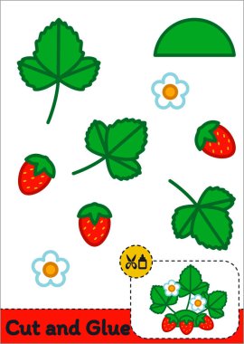 Kes ve Yapıştır Çalışma Kağıdı - Çilek Çalılığı