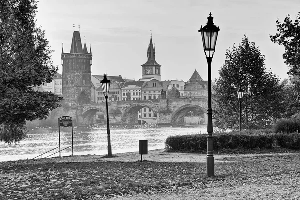 Ponte Carlo Fotografato All Alba Famoso Ponte Storico Che Attraversa — Foto Stock