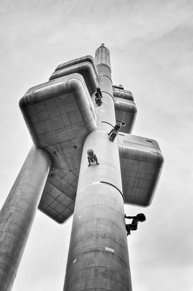 Der Fernsehturm Ikov Ist Ein Einzigartiger Sendemast Der Prag Gebaut — Stockfoto
