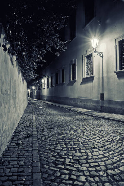 Mysterious Prague Lanes and Corners. The night lights are magical and mysterious. Prague is the capital and largest city in the Czech Republic, the 14th largest city in the European Union and the historical capital of Bohemia. Situated in the north-