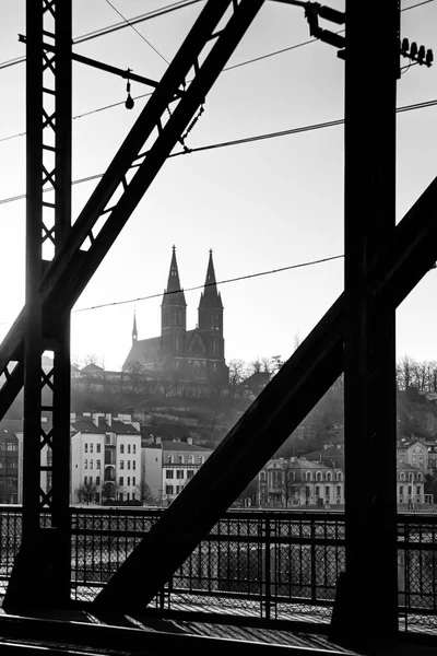 Ponte Ferroviária Vysehrad Uma Ponte Praga República Checa Foi Construído — Fotografia de Stock