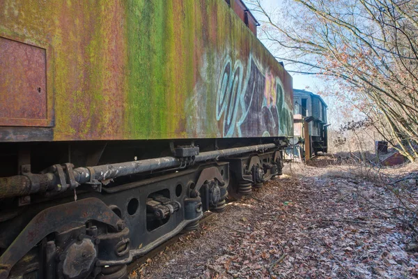 Urbex ヘンシェル汽船 鉄道の雪のため列車 放棄し 止めて — ストック写真