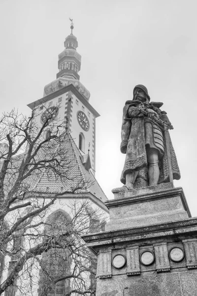 Das Denkmal Von Jan Zizka Aus Trocnov Tabor Eine Sandsteinstatue — Stockfoto