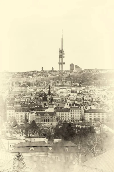 Зизковская Телебашня Уникальная Передающая Башня Построенная Праге Между 1985 1992 — стоковое фото