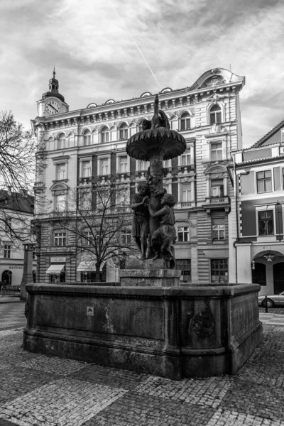 Fuente Wimmer Monumento Clasicista Inamovible Fuente Agua Casco Antiguo Praga — Foto de Stock