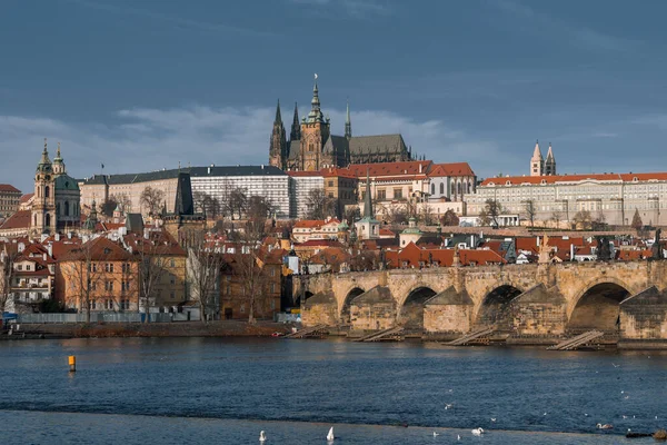 Charles Bridge Uma Ponte Histórica Que Atravessa Rio Vltava Praga — Fotografia de Stock