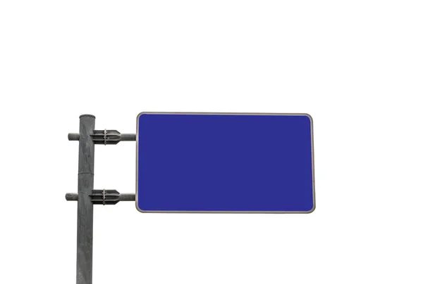 Leere Blaue Plakatwand Auf Weißem Hintergrund — Stockfoto