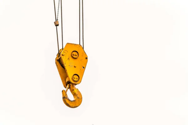 Yellow Crane Hook Construction Tool Building Industry — Stock Photo, Image