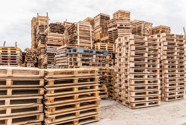 The old wooden pallets stack at the yard