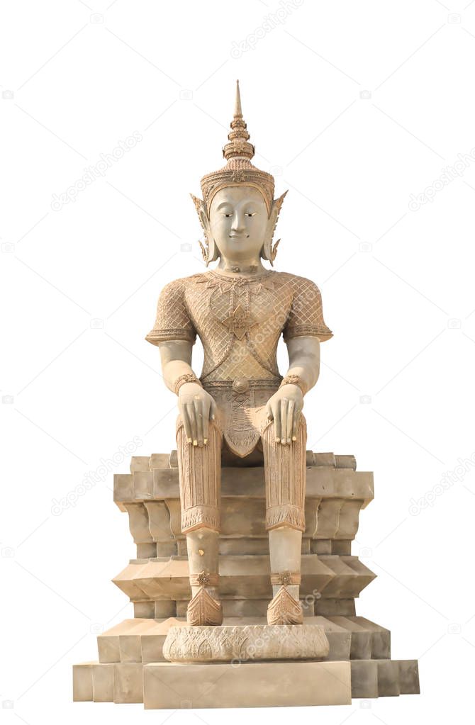 Idol Ancient statue in temple thai. on white background