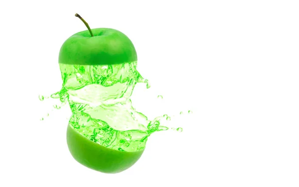 Сік Бризкає Яблуко Ізольовано Білому — стокове фото