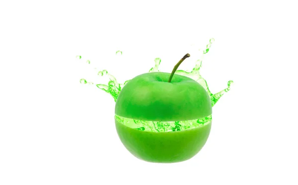 Green Apple Juice Distribution White Background — Stock Photo, Image