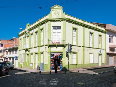 Ekvador Haziran 2018 tipik koloni evde de geri Cuenca tarihi merkezi.