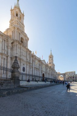 Peru Arequipa Ağustos 2018 bu Arequipa katedral ve şehrin en önemli Kilisesi ve biri en sıra dışı olarak kabul edilir Peru