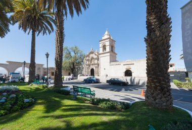 Arequipa Peru Eylül 2018 bu 1750 yılında inşa Yanahuara kilise Barok cephesi