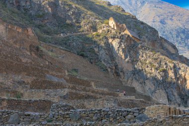 Ollantaytambo Peru 11 Eylül 2018 bu önemli bir İnka yerleşim Macchu Picchu site benzer bir mimariye sahip oldu. Çok karmaşık yapıları bile yüksek irtifada sunar