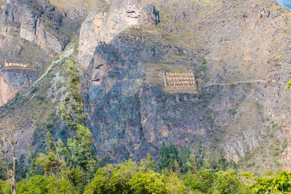 Ollantaytambo Eylül 2018 Ollantaytambo Çevreleyen Dağlarda Depo Izin Incas Tarımsal — Stok fotoğraf